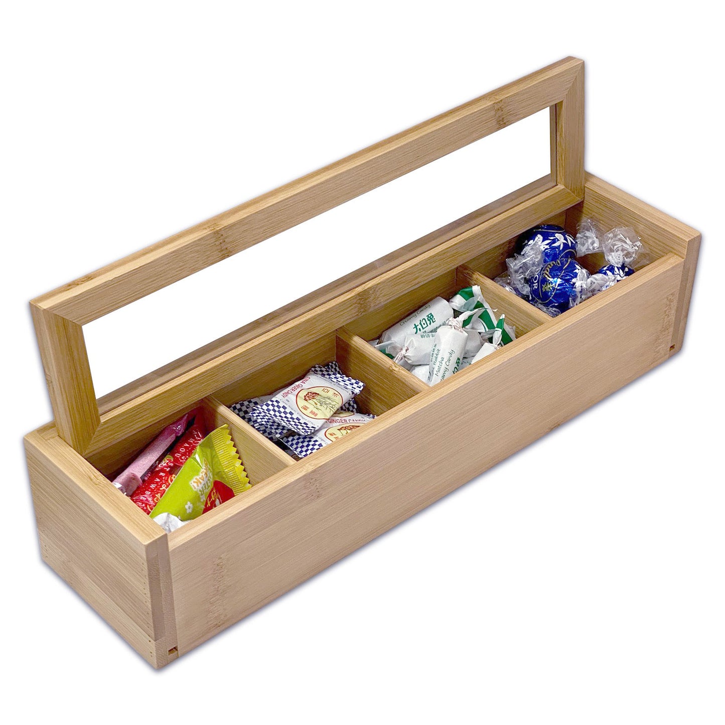 12.5" x 3.25" 4-Compartment Bamboo Jewelry Organizer Case