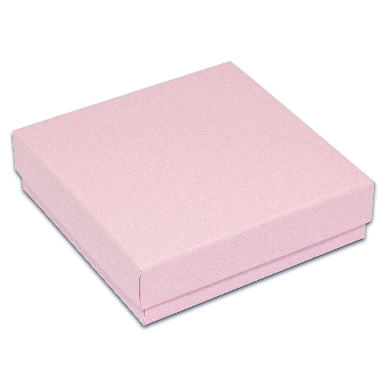 3 1/2" x 3 1/2" x 1" Pink Cotton Filled Paper Box