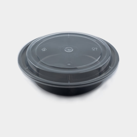 34 oz Round Plastic Disposable Food Containers (50 Pack)