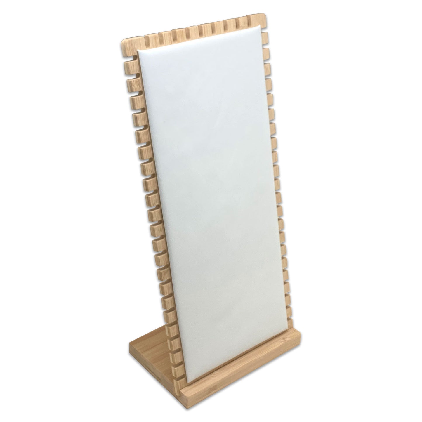 37 x 18cm White Leatherette Bamboo Necklace Jewelry Display
