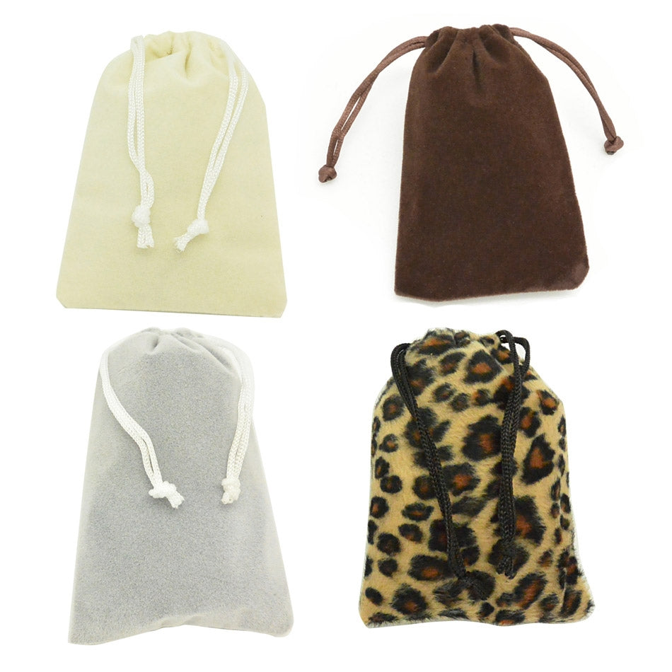 Medium Beige High Quality Velvet Pouch Bags Party Favors