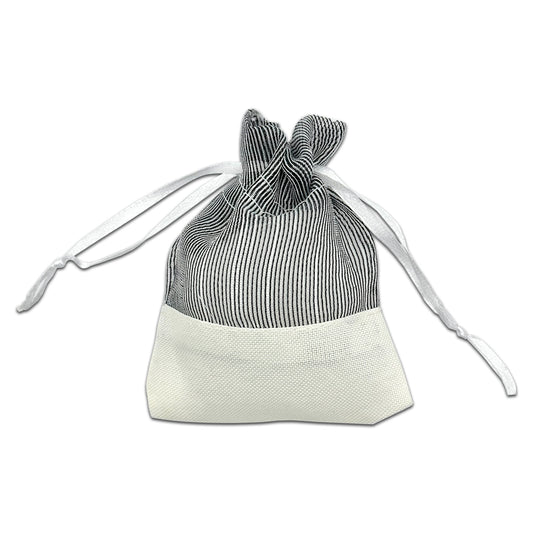Black Organza and White Linen Drawstring Pouch Gift Bags