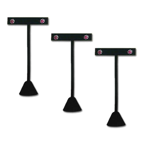 4 3/4" Black Velvet Single Earring T-Stand (3 Pack)