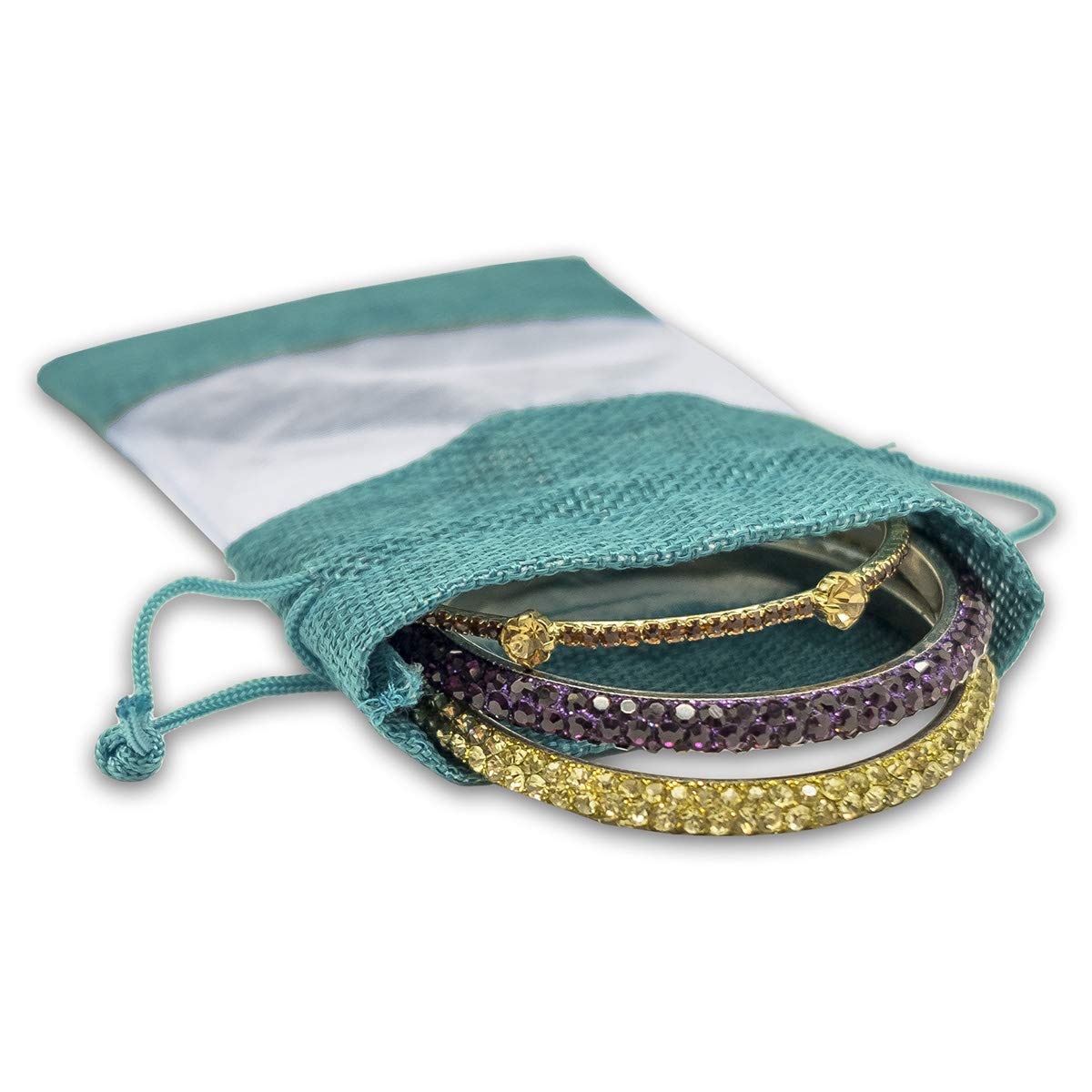 4" x 5" Linen Burlap and Sheer Organza Teal Blue Gift Bag