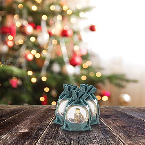 4" x 5" Linen Burlap and Sheer Organza Teal Blue Gift Bag