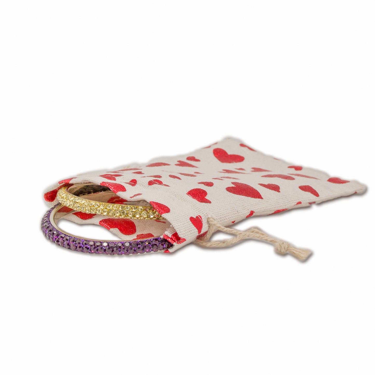 4" x 6" Cotton Muslin Red Heart Drawstring Gift Bags