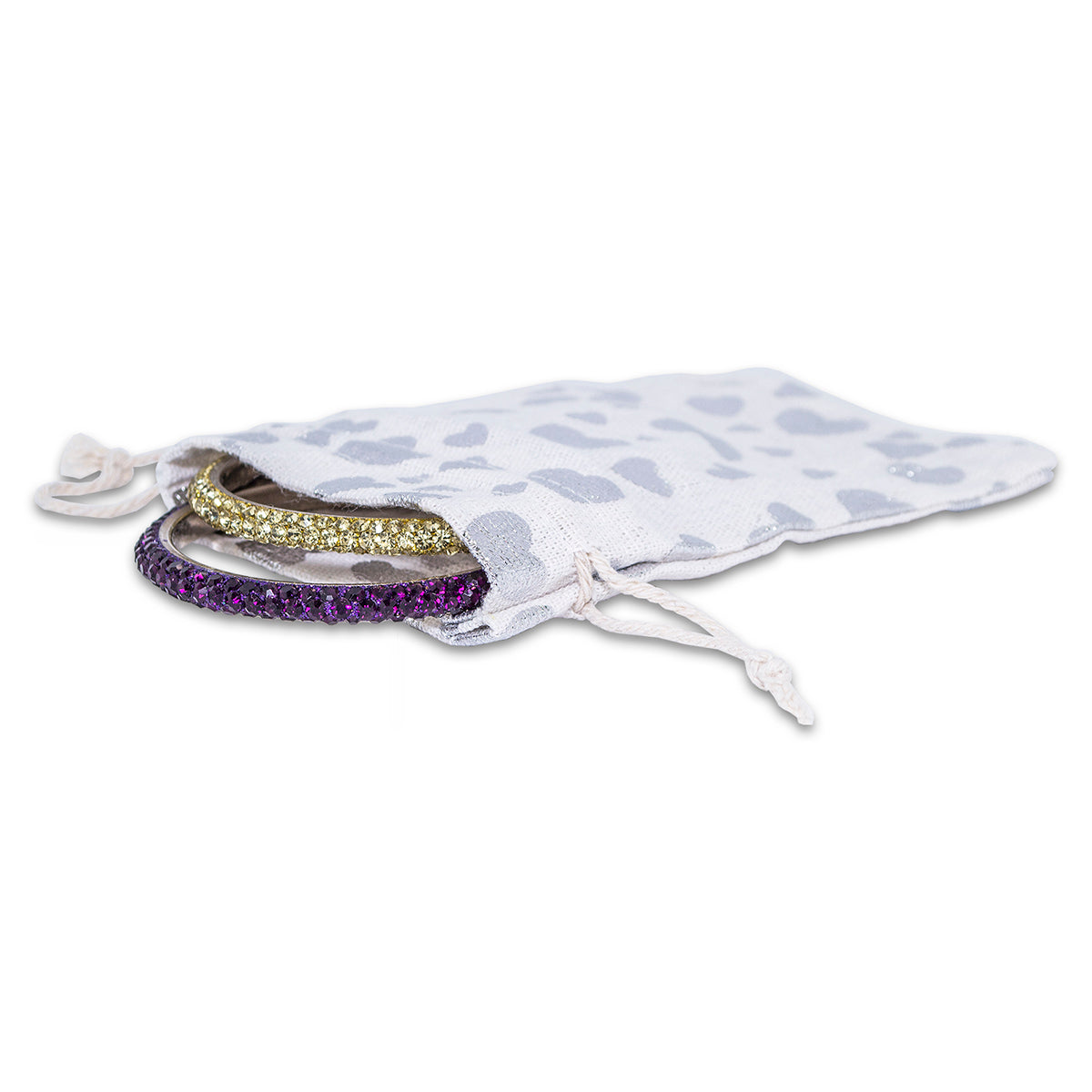 4" x 6" Cotton Muslin Silver Heart Drawstring Gift Bags