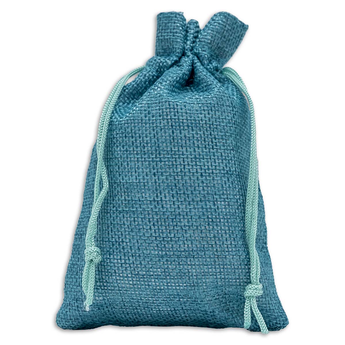 4" x 6" Teal Blue Linen Burlap Drawstring Gift Bags