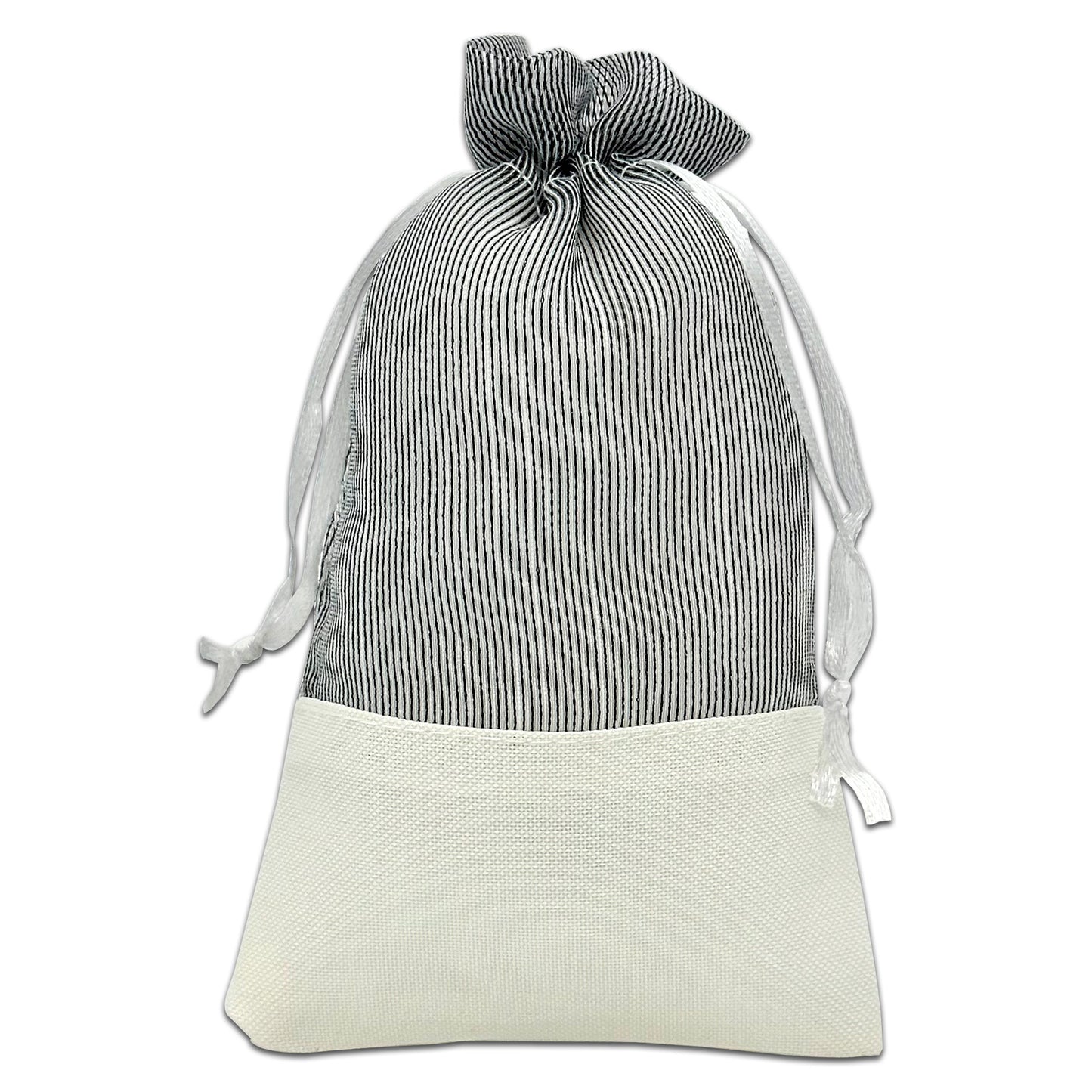 Black Organza and White Linen Drawstring Pouch Gift Bags