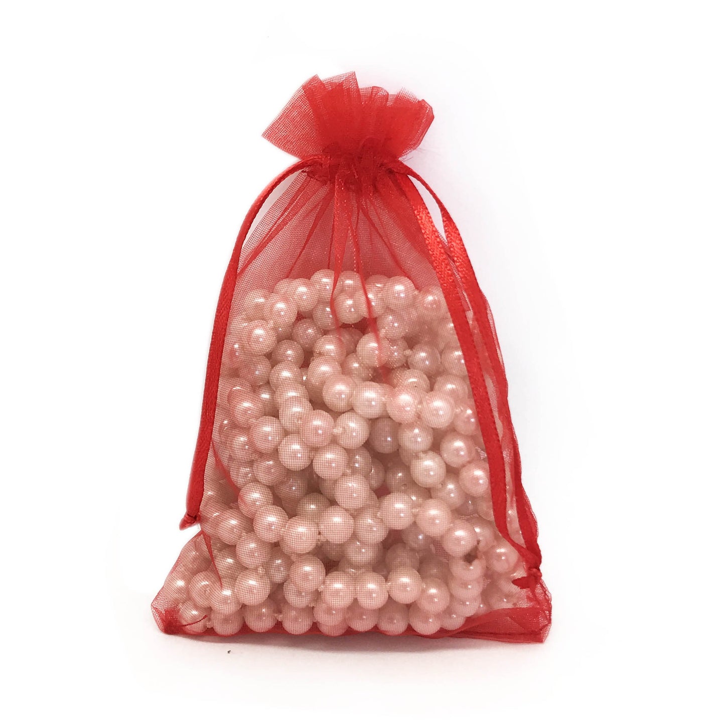 Red Organza Drawstring Pouches