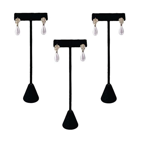 3 Pack of 5 3/4" Black Velvet T-Shape Earring Display Stands