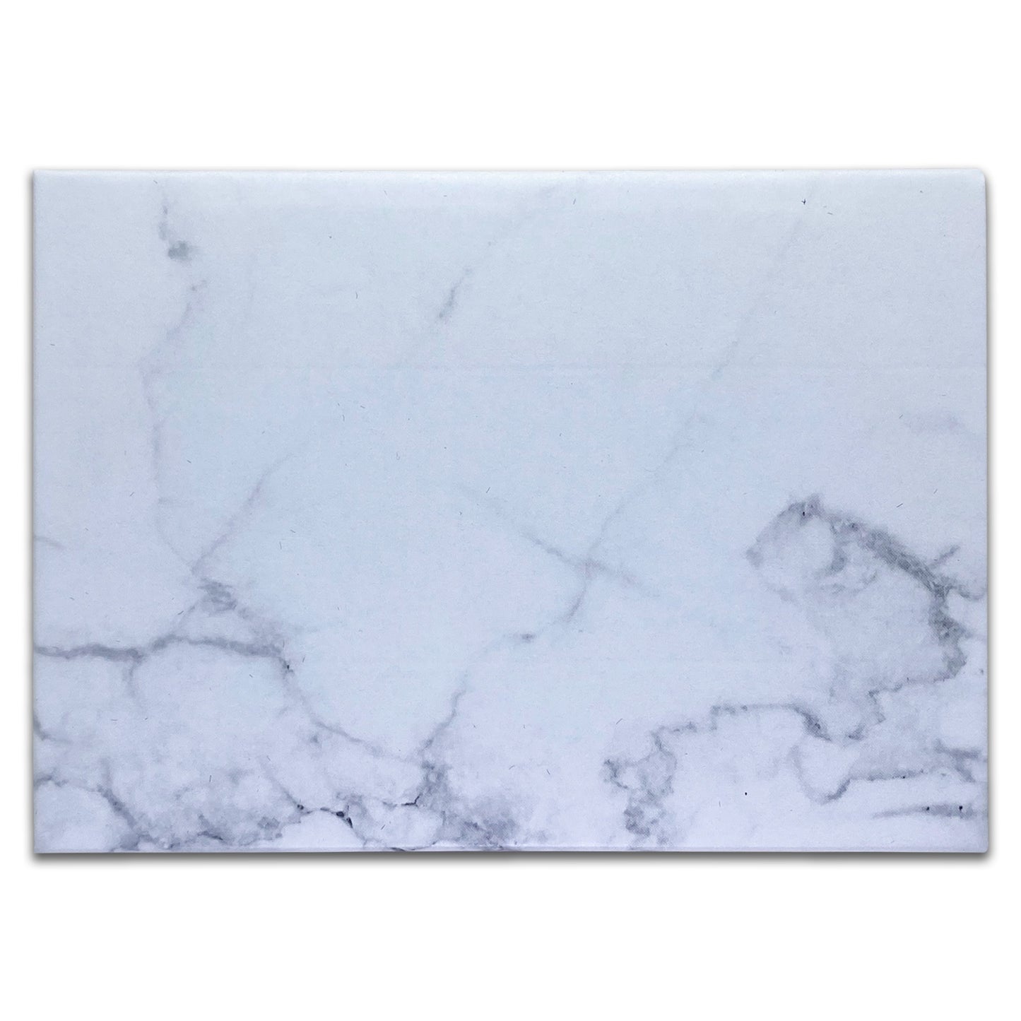 5 7/16" x 3 15/16" Marble White Necklace Paper Box with Black Foam Insert