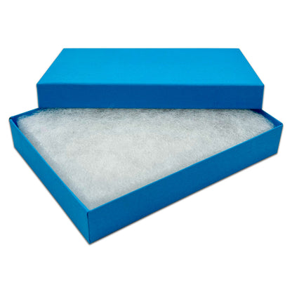 5 7/16" x 3 15/16" x 1" Azure Blue Cotton Filled Paper Box