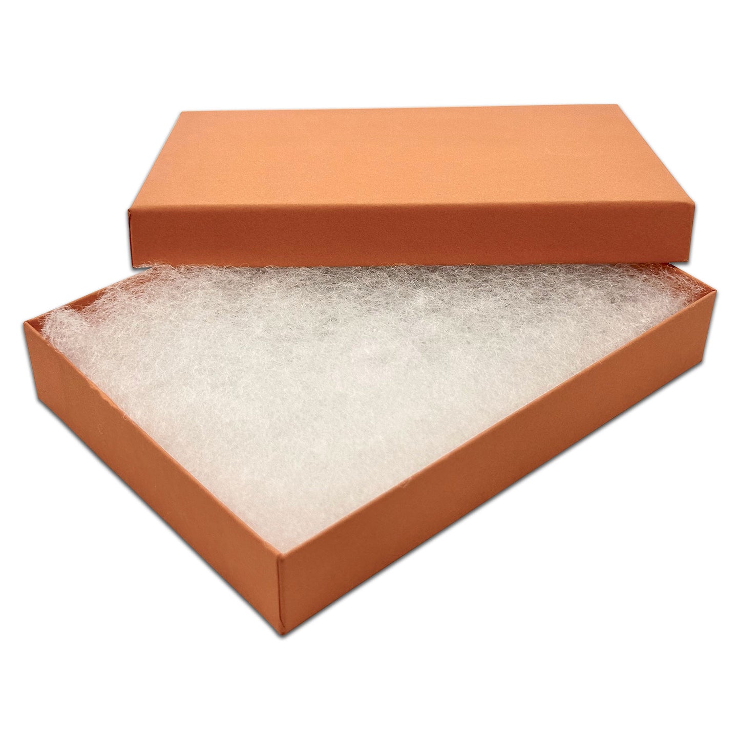 5 7/16" x 3 15/16" x 1" Coral Cotton Filled Paper Box