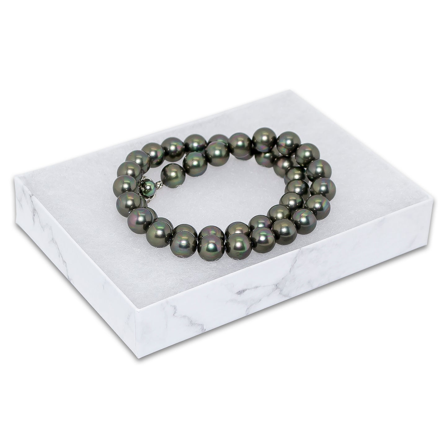 5 7/16" x 3 15/16" x 1" Marble White Cotton Filled Paper Box