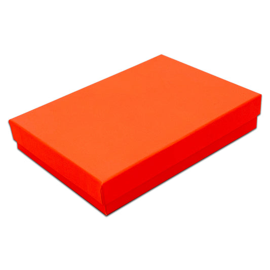 5 7/16" x 3 15/16" x 1" Neon Orange Cotton Filled Paper Box