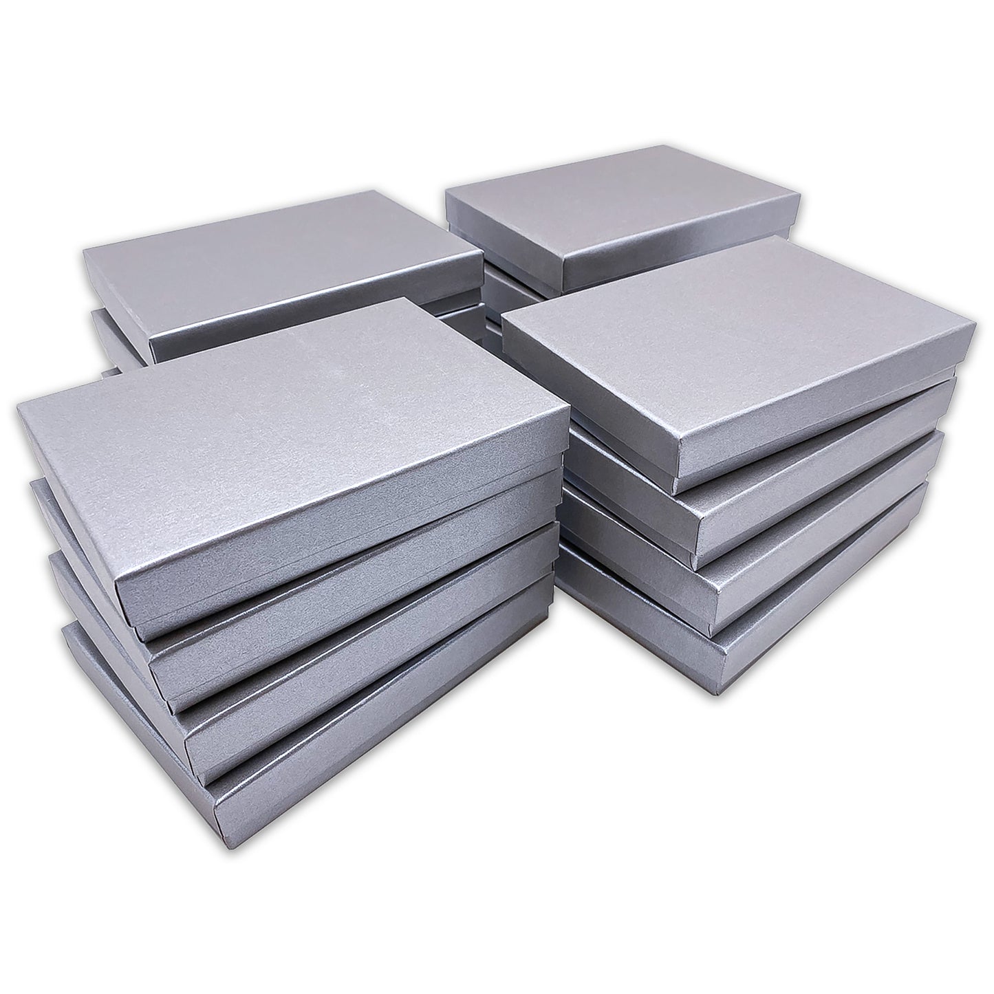 5 7/16" x 3 15/16" x 1" Pearl Gray Cotton Filled Paper Box