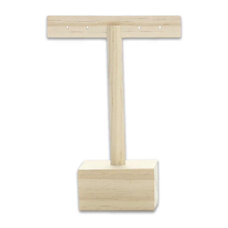 5" Natural Wood 2 Pair Earring T-Stand