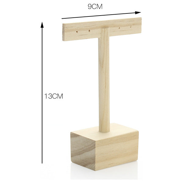 5" Natural Wood 2 Pair Earring T-Stand