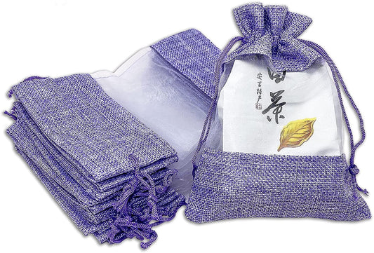 5" x 7" Linen Burlap and Sheer Organza Lavender Gift Bag
