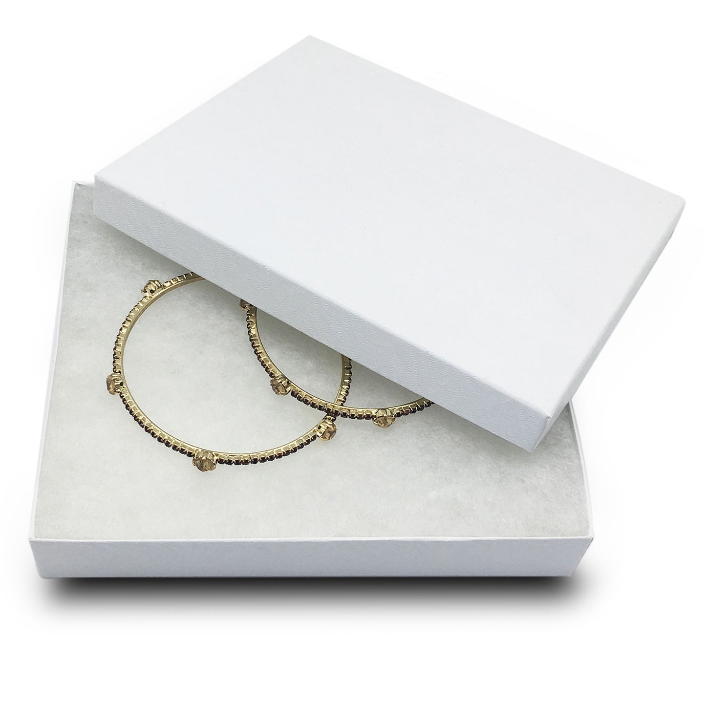 6 1/8" x 5 1/8" x 1 1/8" White Swirl Cotton Filled Jewelry Boxes