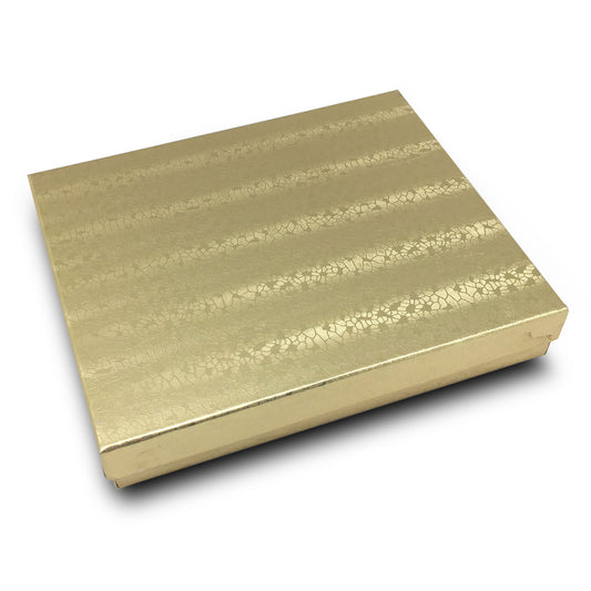 6 1/8" x 5 1/8" x 1 3/8" Gold Cotton Filled Box