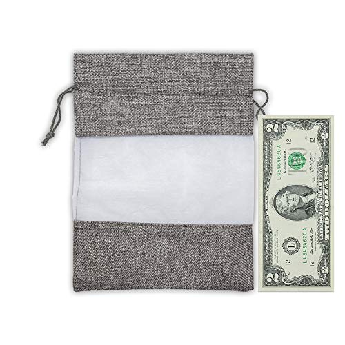 6 1/4" x 9" Linen Burlap and Sheer Organza Gray Gift Bag