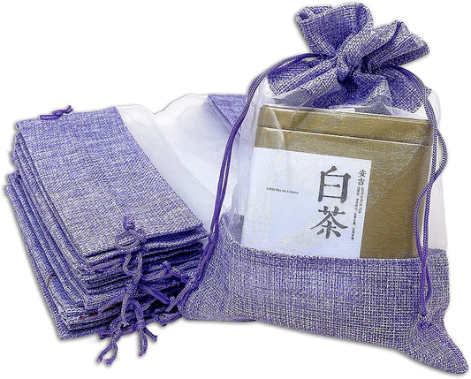 6 1/2" x 8 1/2" Linen Burlap and Sheer Organza Lavender Gift Bag