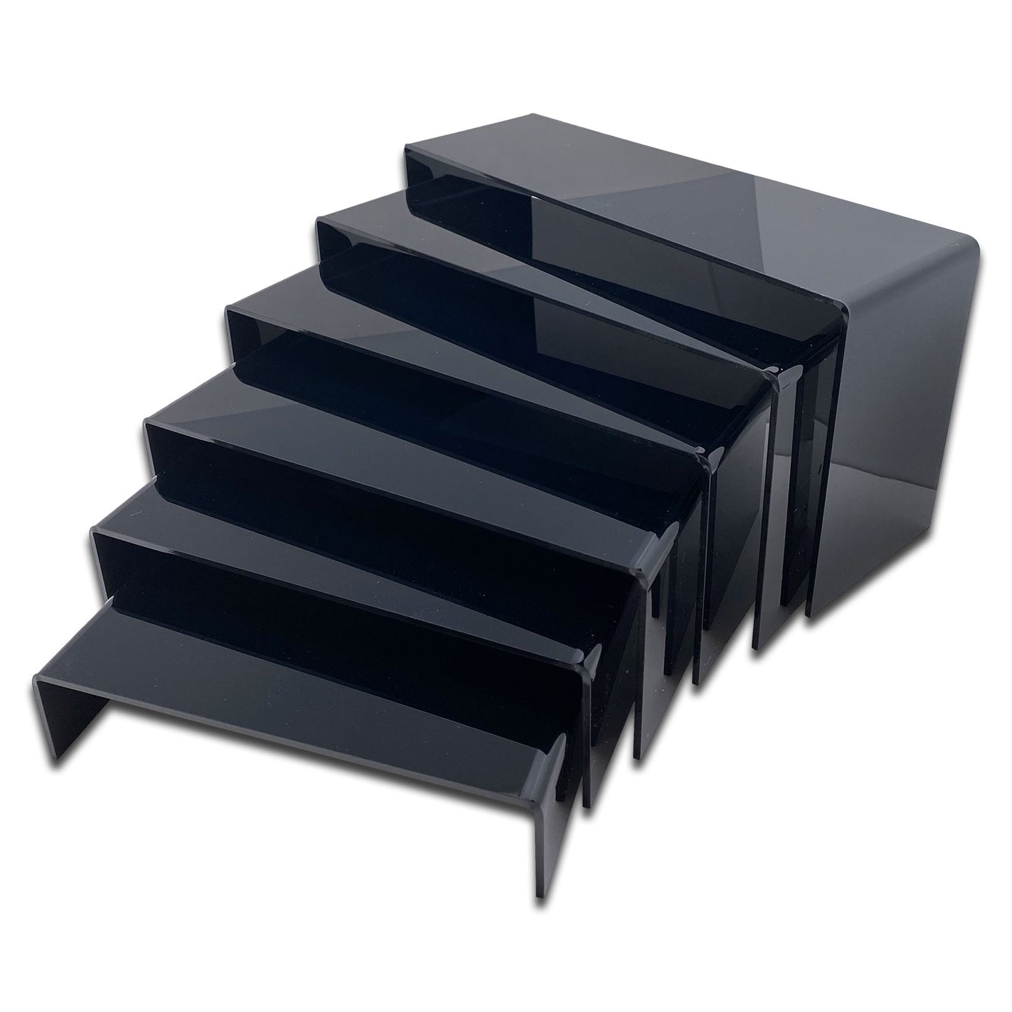6 Piece Black Acrylic Jewelry Display Riser Set
