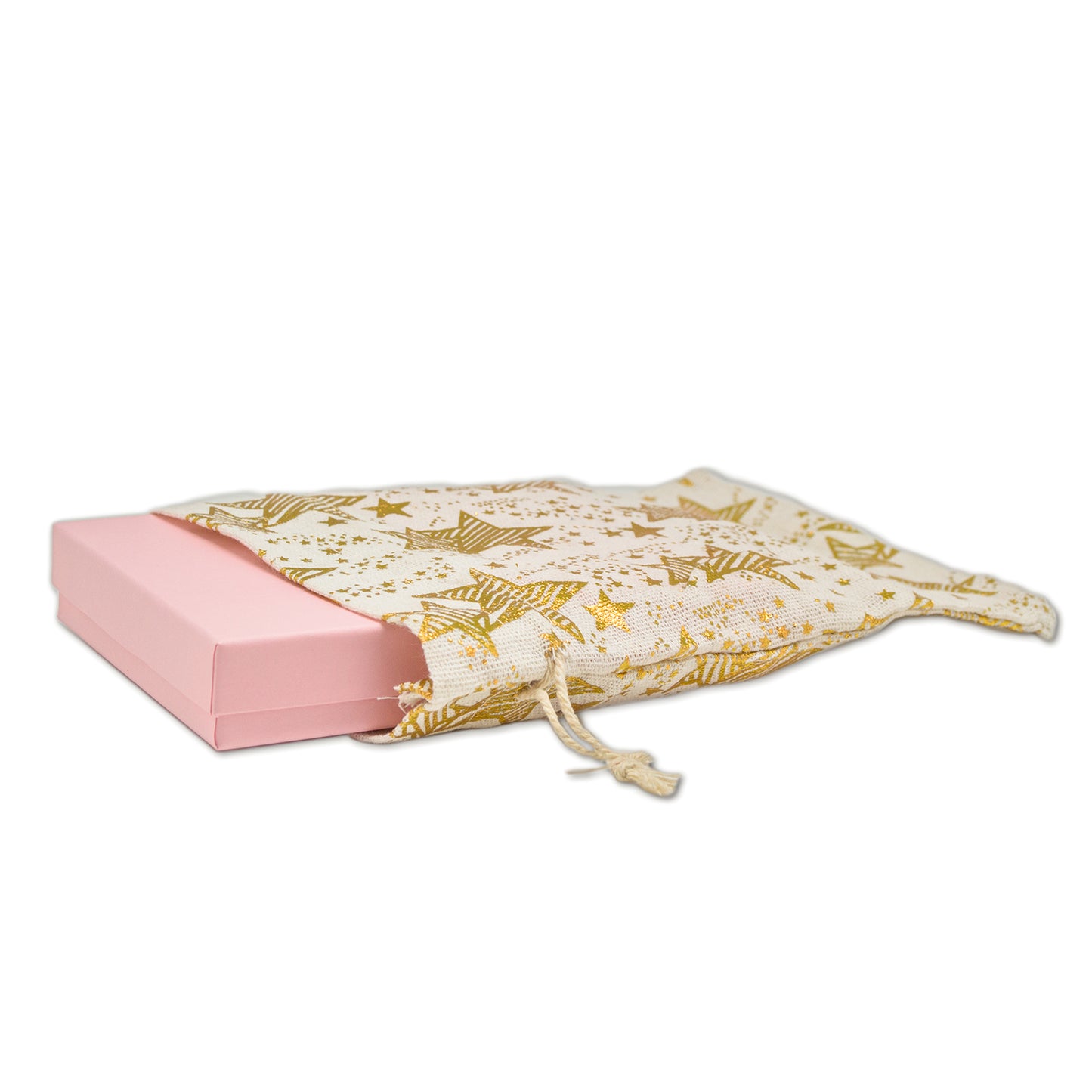 6" x 8" Cotton Muslin Gold Star Drawstring Gift Bags