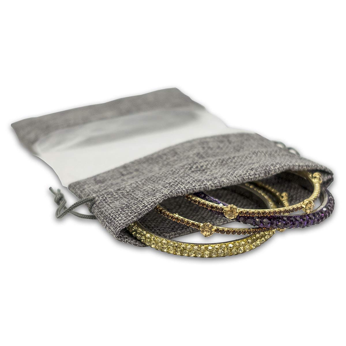 5" x 7" Linen Burlap and Sheer Organza Gray Gift Bag