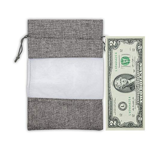 5" x 7" Linen Burlap and Sheer Organza Gray Gift Bag