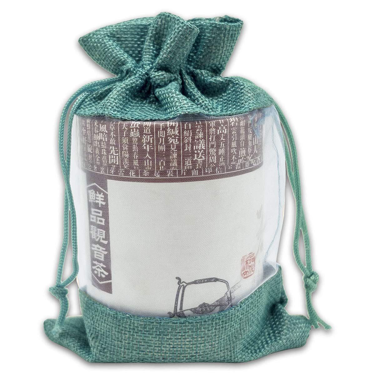 6" x 8" Linen Burlap and Sheer Organza Teal Blue Gift Bag