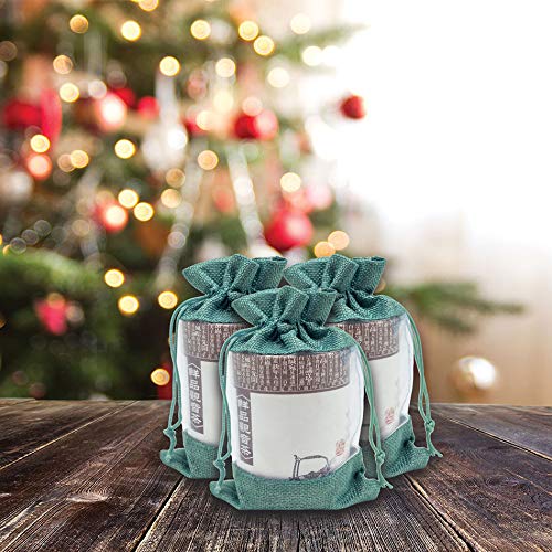6" x 8" Linen Burlap and Sheer Organza Teal Blue Gift Bag