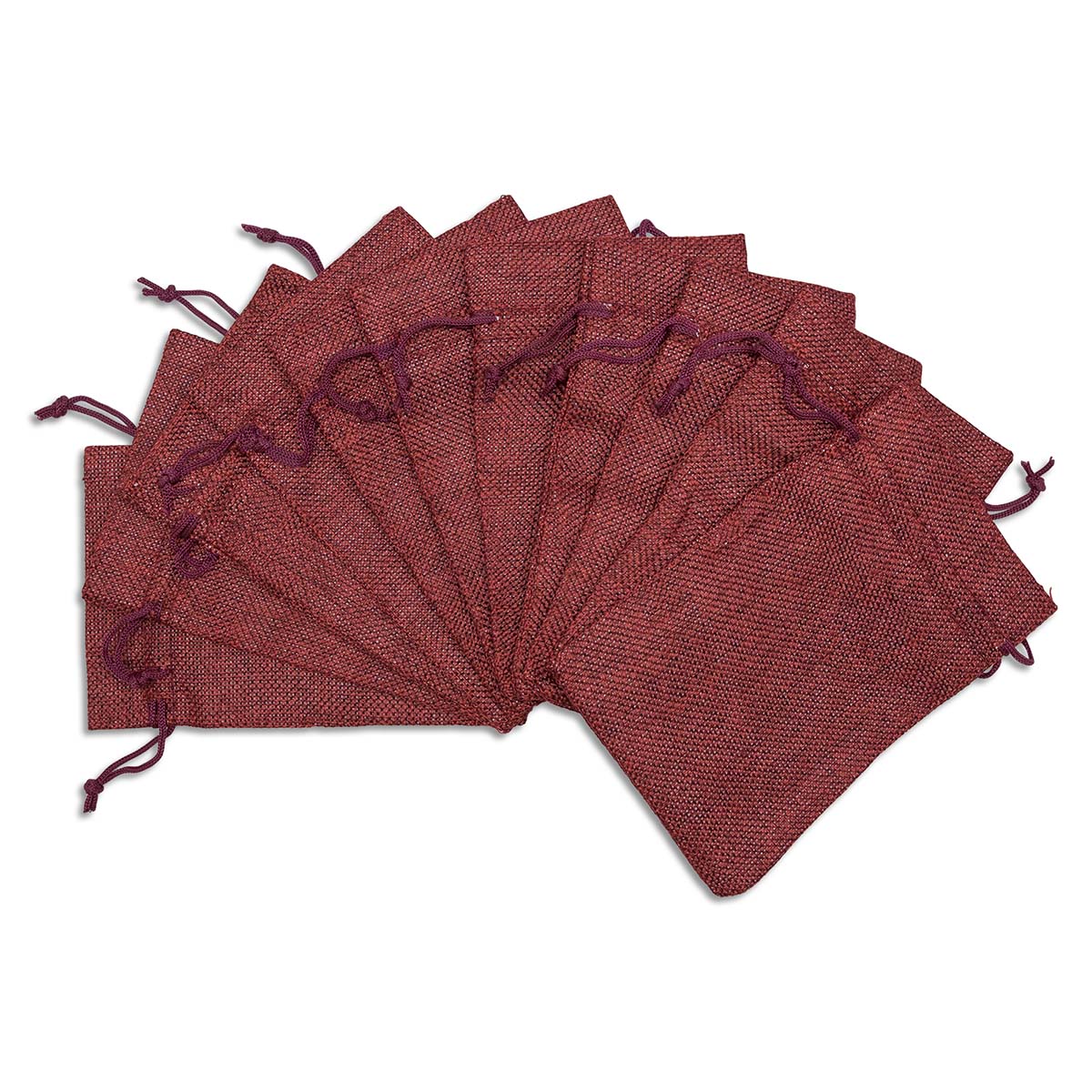6" x 8" Maroon Linen Burlap Drawstring Gift Bags