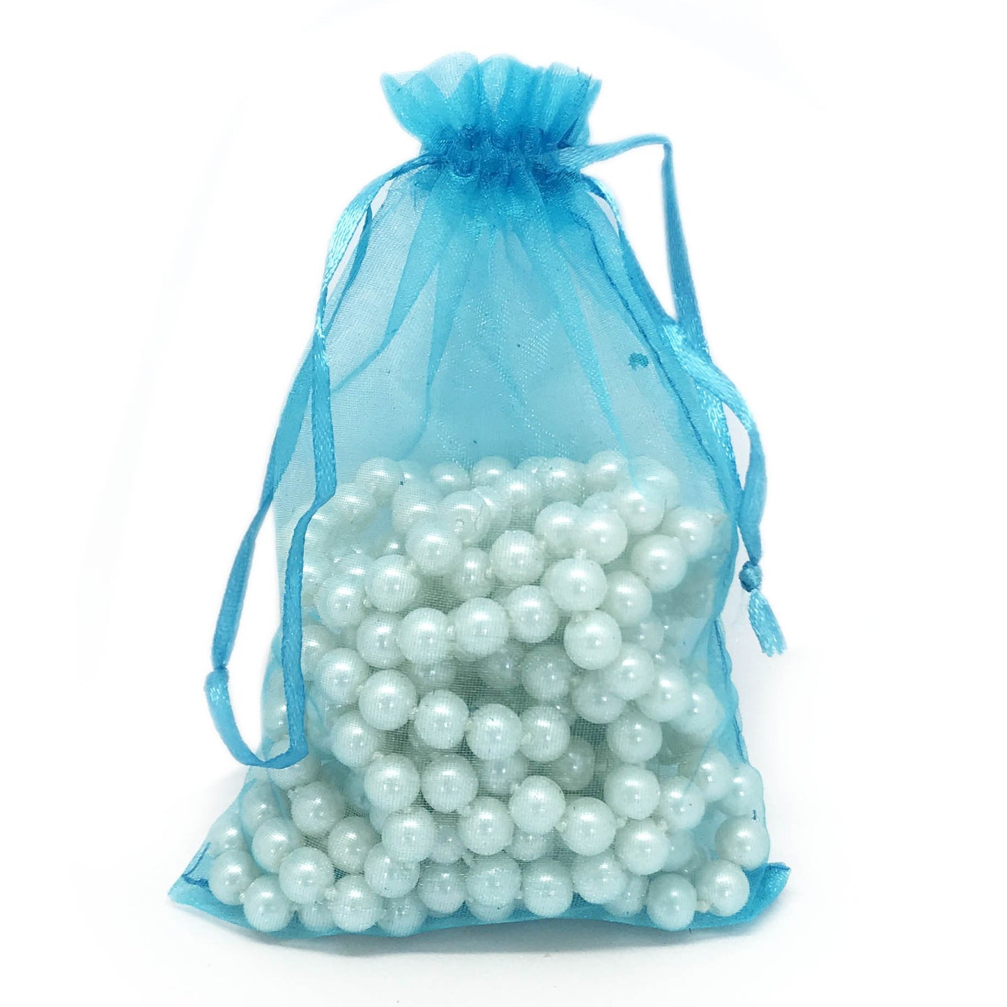Turquoise Organza Drawstring Pouches