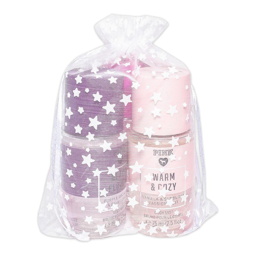 White with White Star Organza Drawstring Pouch Gift Bags