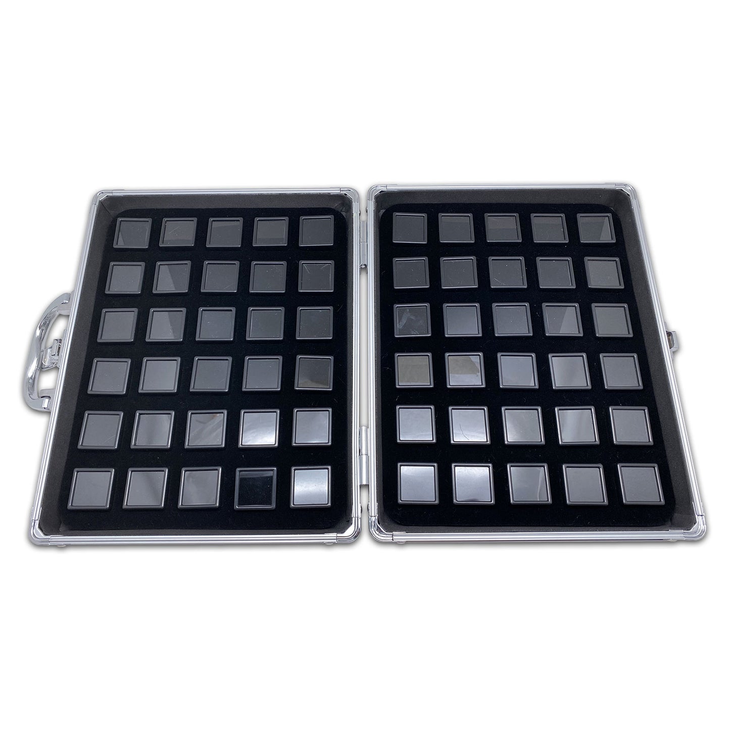 60 Black Gem Boxes with Aluminum Display Case