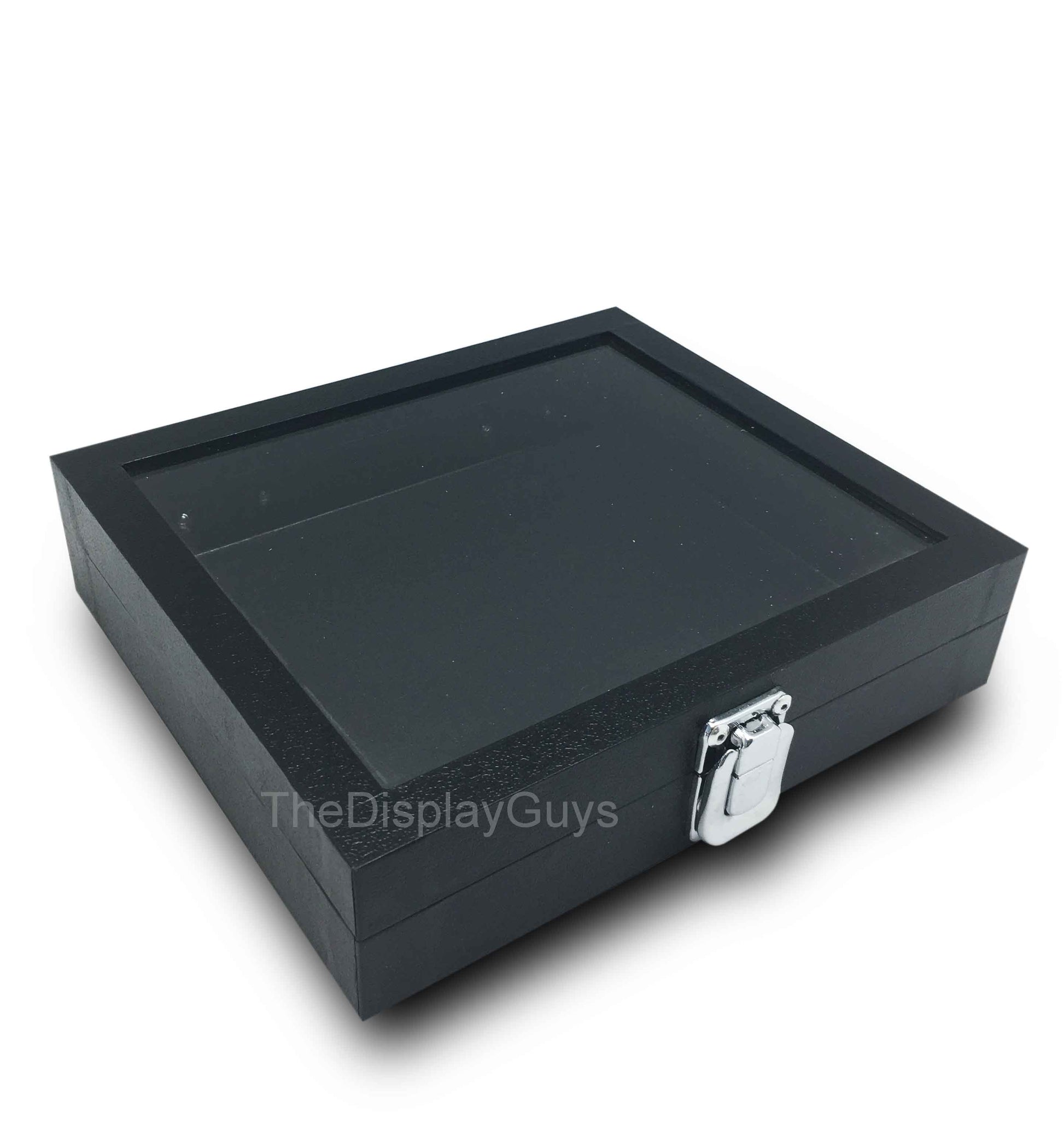 1/2 Size Black Glass Top Wooden Jewelry Case