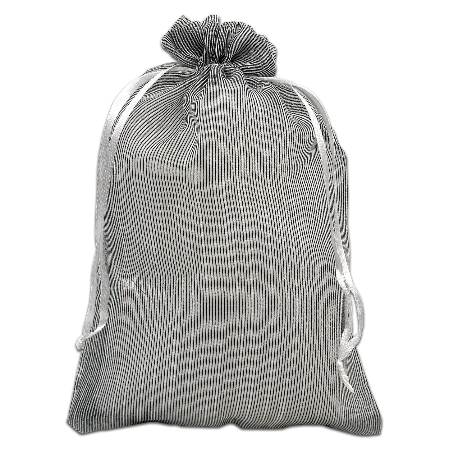 96-Pack Black Striped Weave Organza Drawstring Pouch Gift Bags