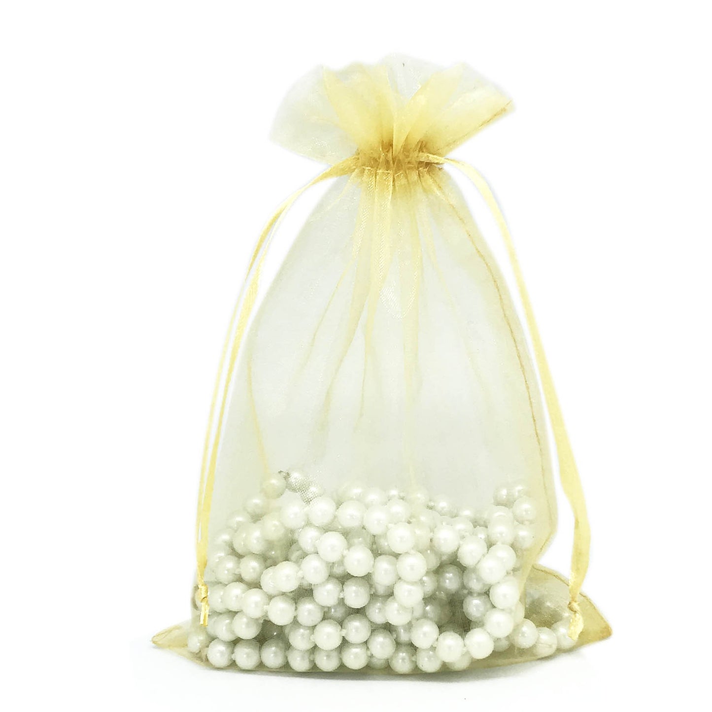 Gold Color Organza Drawstring Pouches