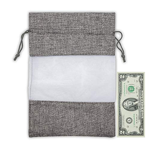 7 1/2" x 11 1/2" Linen Burlap and Sheer Organza Gray Gift Bag