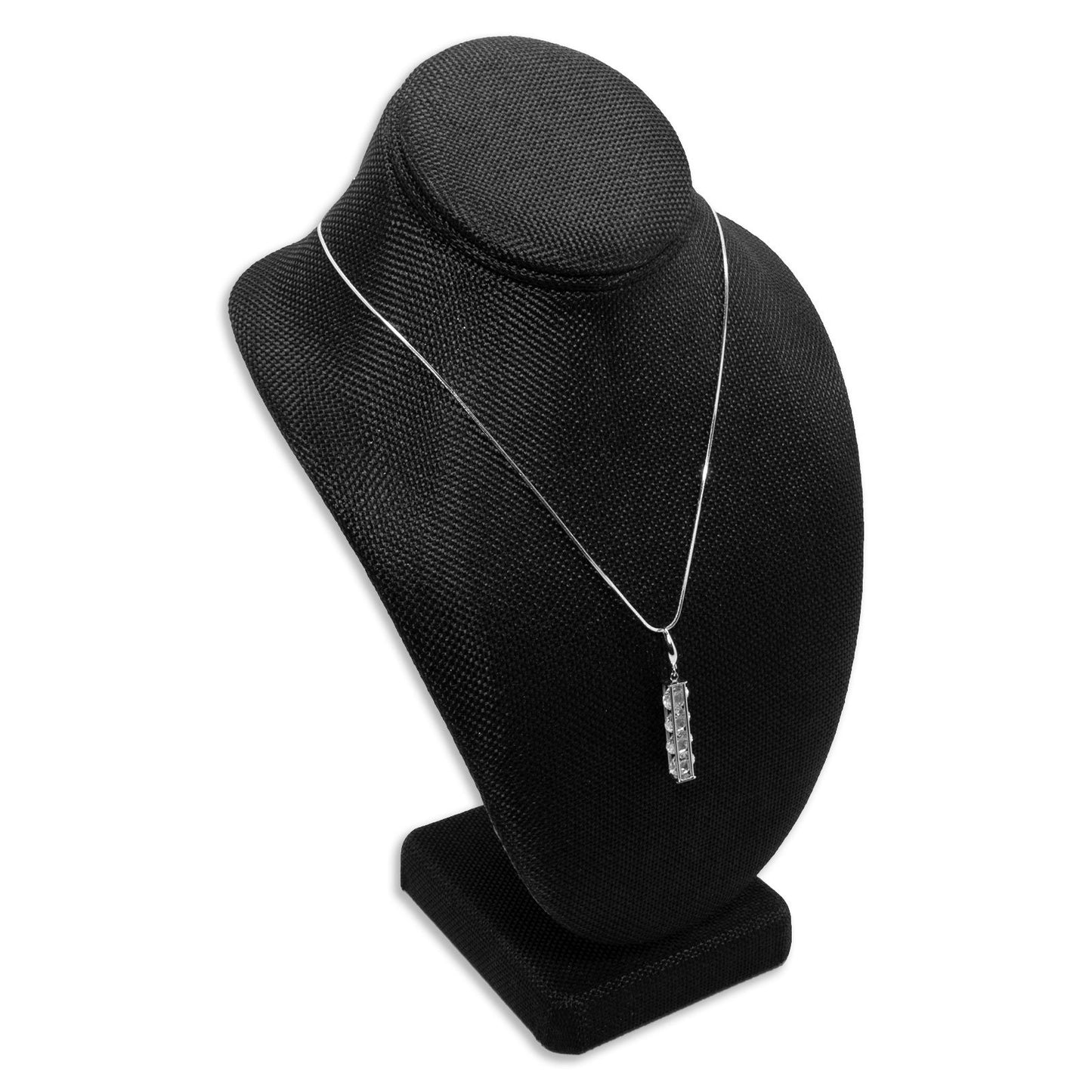 7 5/8" Black Linen Burlap Necklace Bust Display