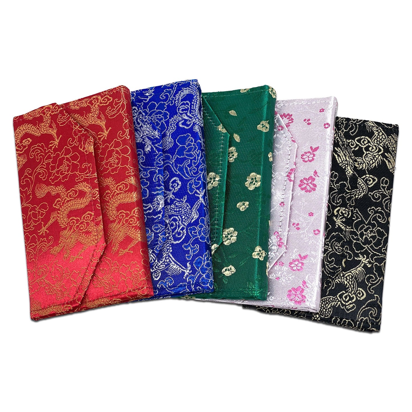 10 Pack Mixed Color 7" x 4 1/4" Folding Necklace Pouches with Silk Interior