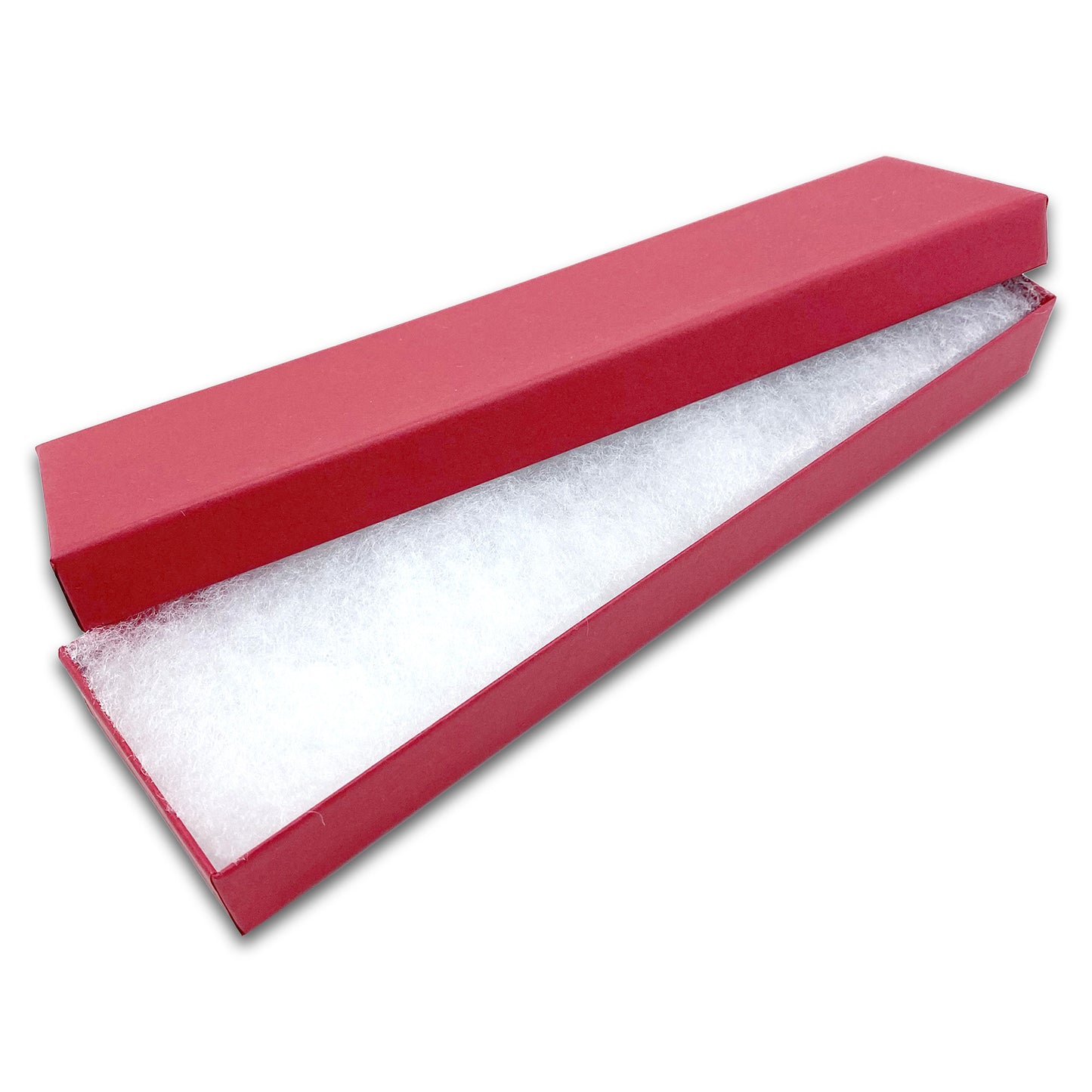 8" x 2" x 1" Matte Red Cotton Filled Box