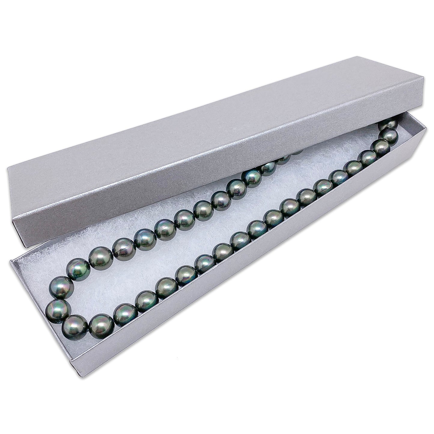 8" x 2" x 1" Pearl Gray Cotton Filled Box