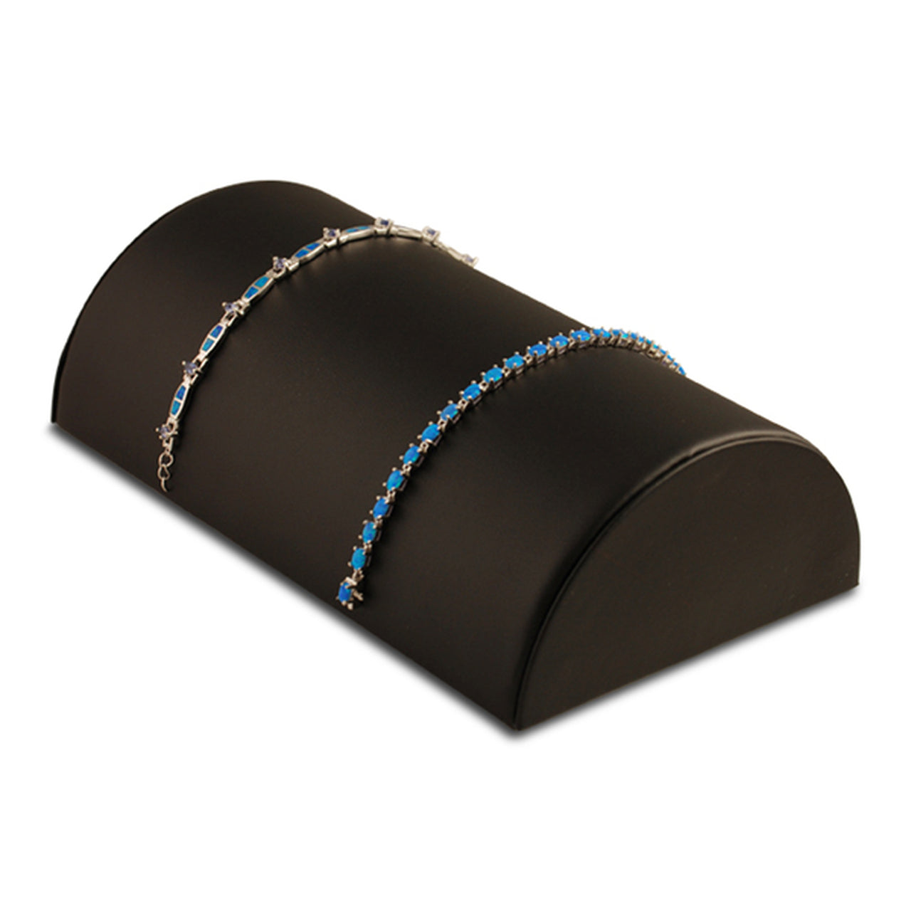 8 1/4" x 4 3/4" x 3" Black Leatherette Half Moon Bracelet Ramp