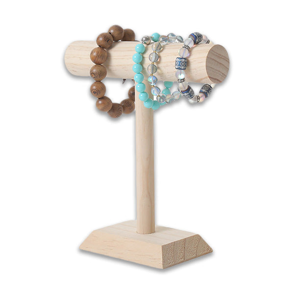 8.5" Tall Natural Wood Single Round T-Bar Bracelet Display