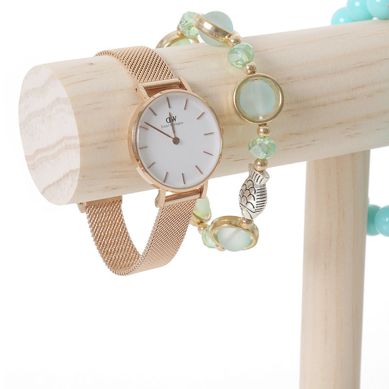 8.5" Tall Natural Wood Single Round T-Bar Bracelet Display