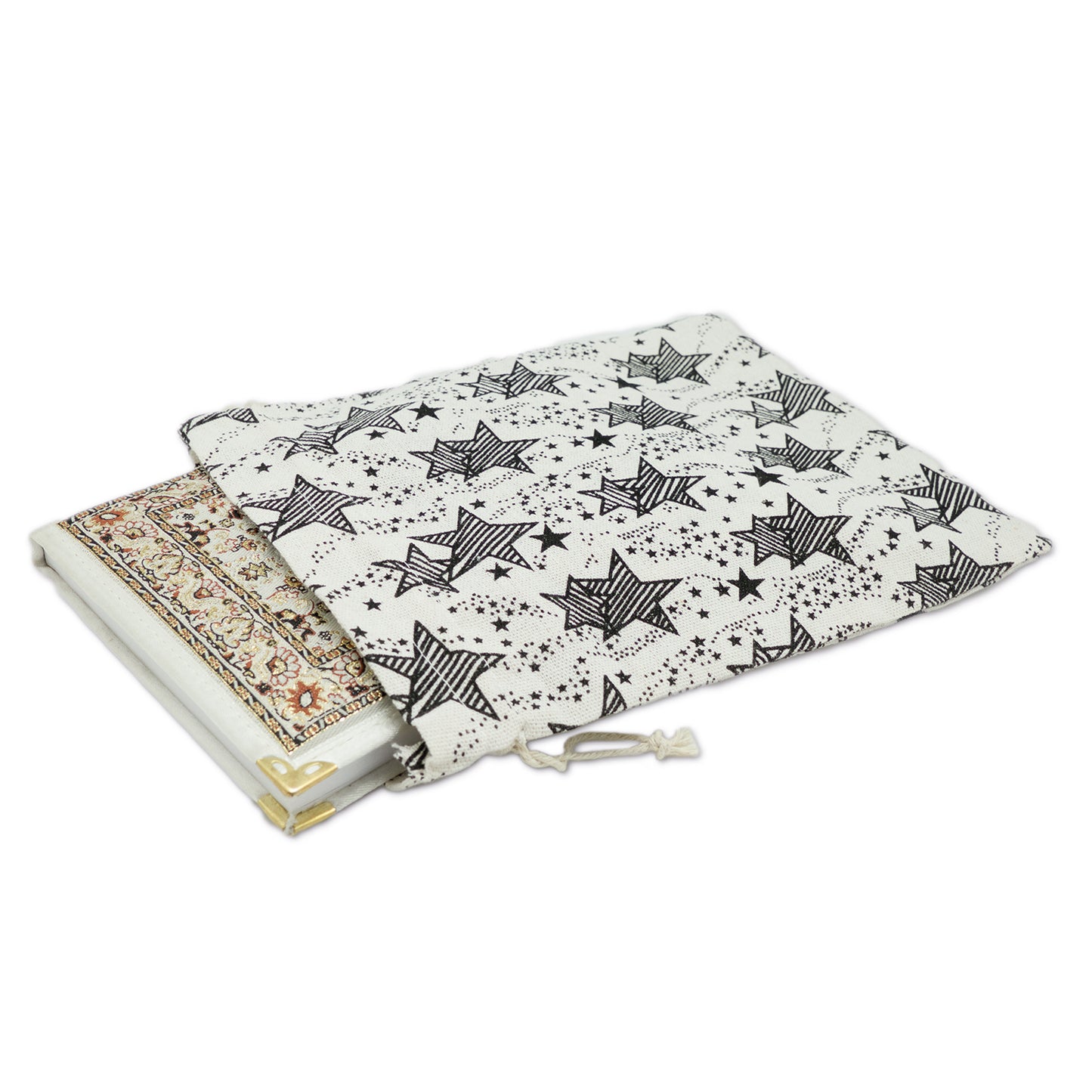 8" x 10" Cotton Muslin Black Star Drawstring Gift Bags